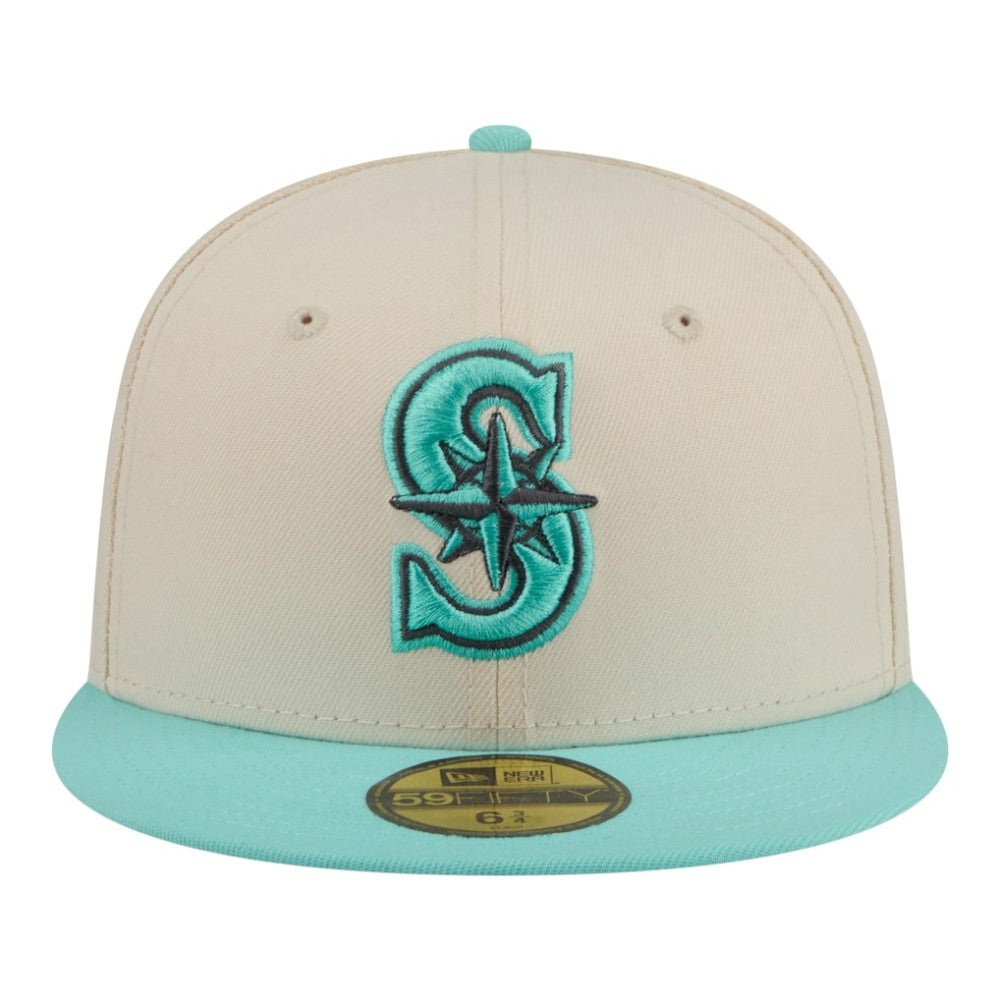 Seattle Mariners New Era Two-Tone Color Pack 59FIFTY Fitted Hat - Light Beige/Turquoise Hats