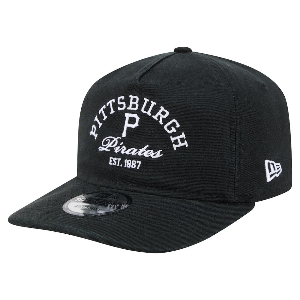 Pittsburgh Pirates New Era Stacked 19TWENTY Adjustable Hat - Black Hats