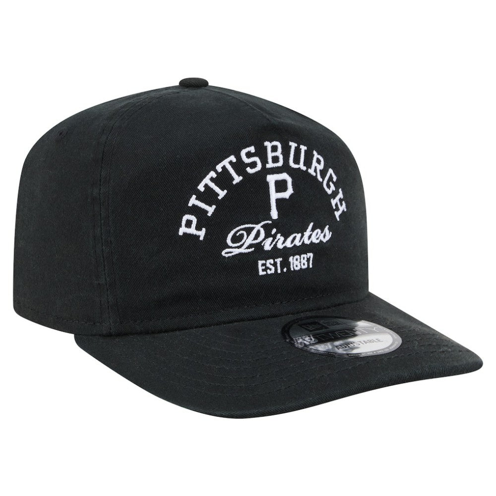 Pittsburgh Pirates New Era Stacked 19TWENTY Adjustable Hat - Black Hats