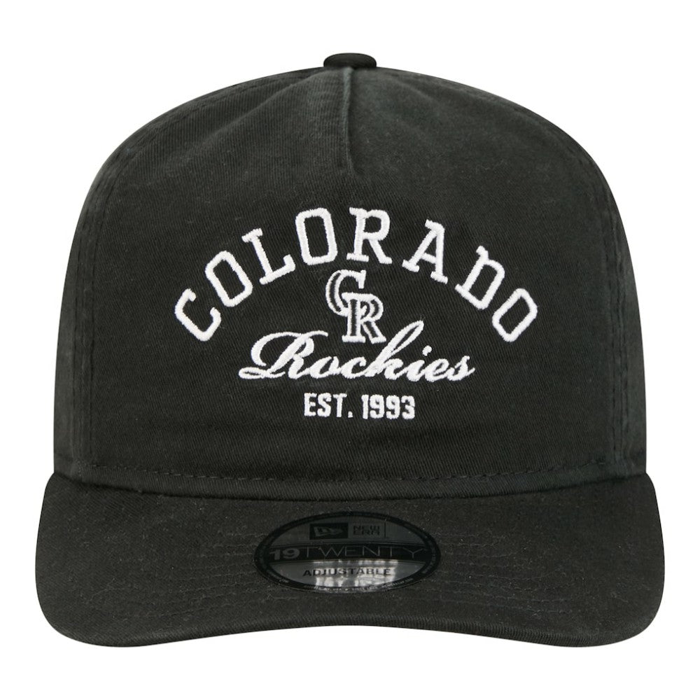 Colorado Rockies New Era Stacked 19TWENTY Adjustable Hat - Black Hats