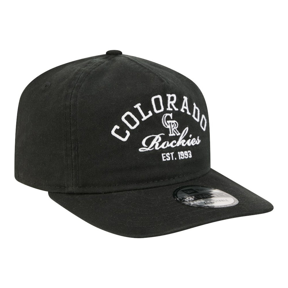 Colorado Rockies New Era Stacked 19TWENTY Adjustable Hat - Black Hats