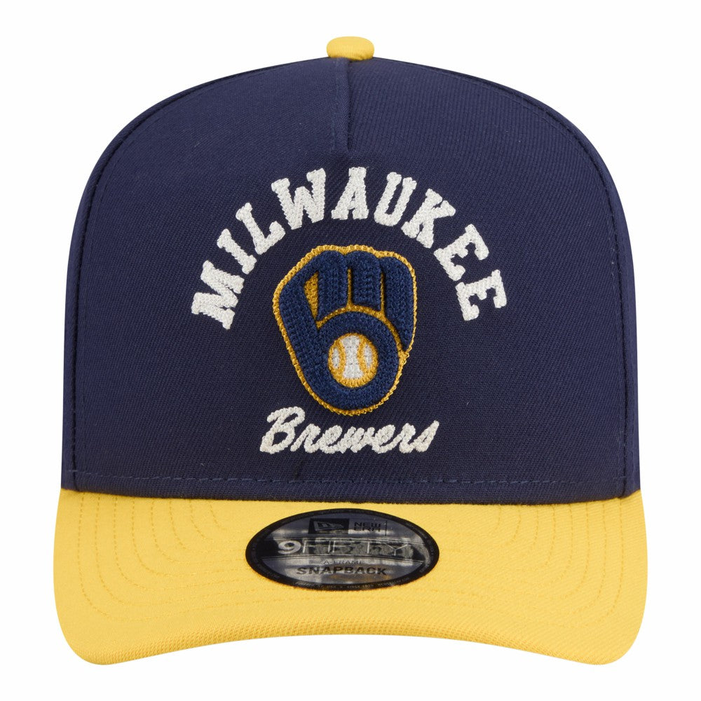 Milwaukee Brewers New Era Arched A-Frame 9FIFTY Adjustable Hat - Navy/Gold Hats