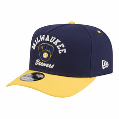 Milwaukee Brewers New Era Arched A-Frame 9FIFTY Adjustable Hat - Navy/Gold Hats