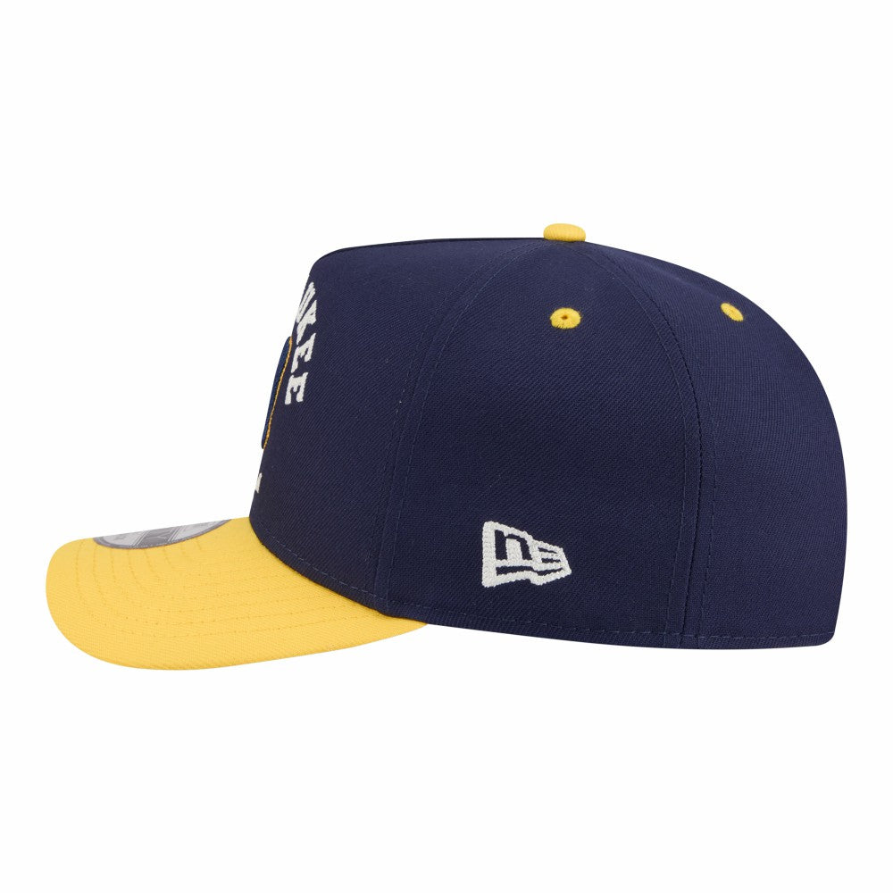 Milwaukee Brewers New Era Arched A-Frame 9FIFTY Adjustable Hat - Navy/Gold Hats