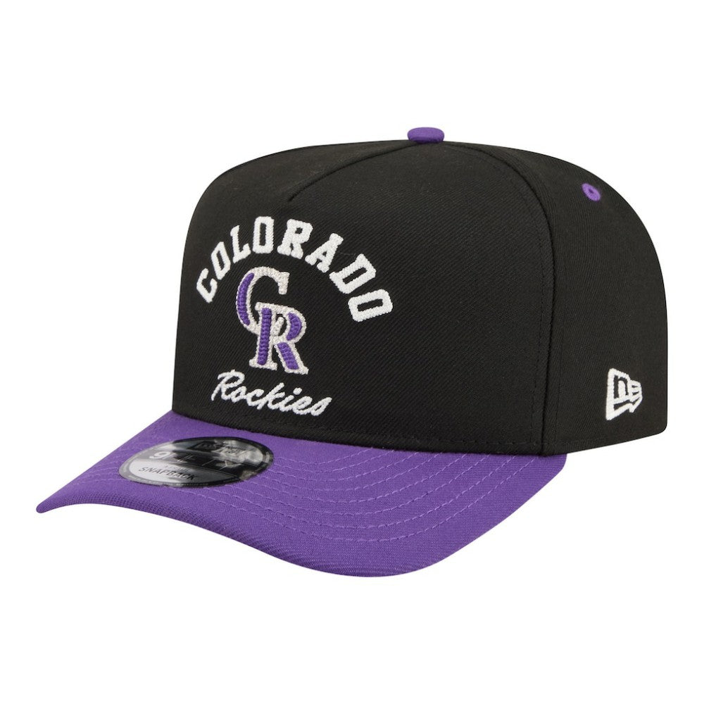 Colorado Rockies New Era Arched A-Frame 9FIFTY Adjustable Hat - Black/Purple Hats