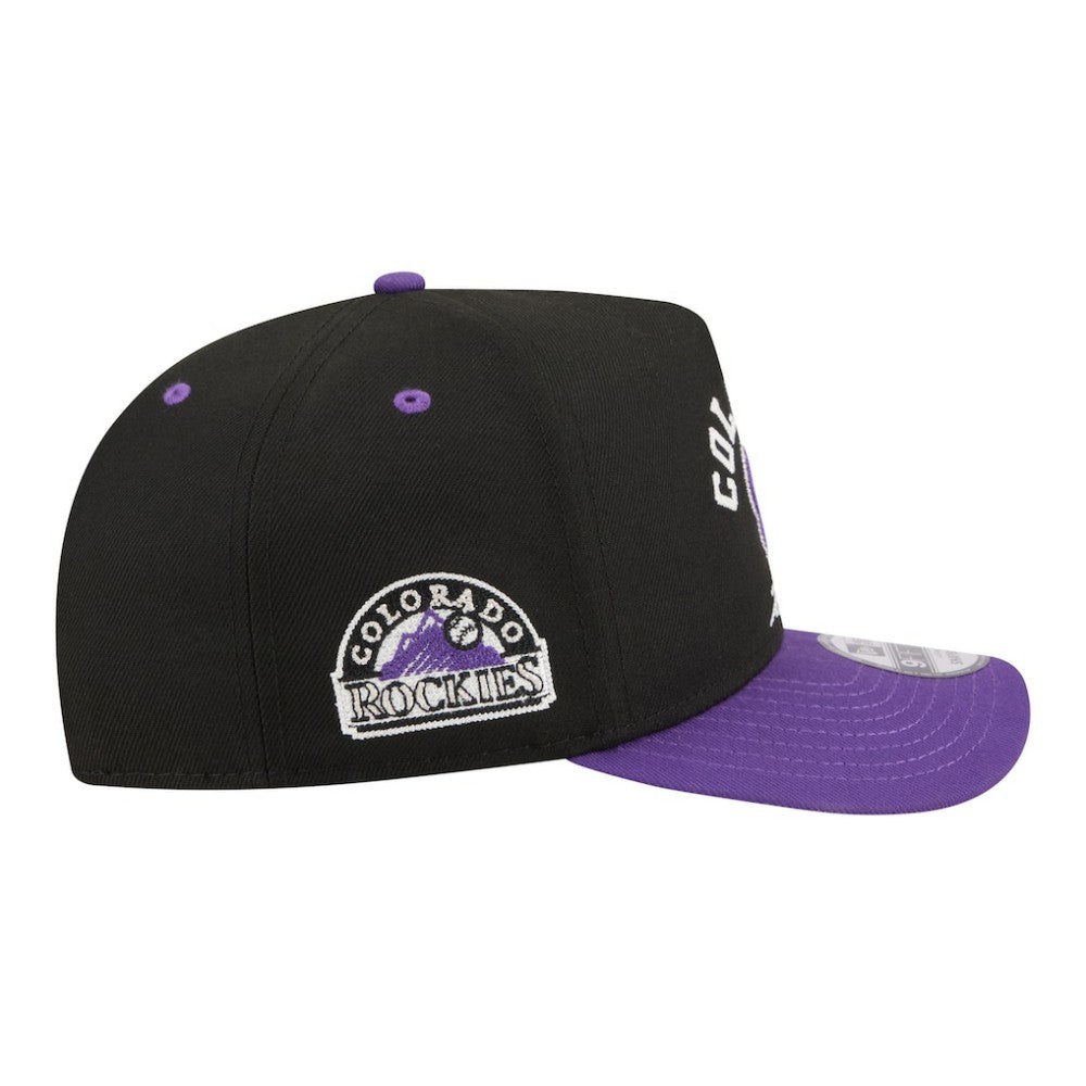 Colorado Rockies New Era Arched A-Frame 9FIFTY Adjustable Hat - Black/Purple Hats