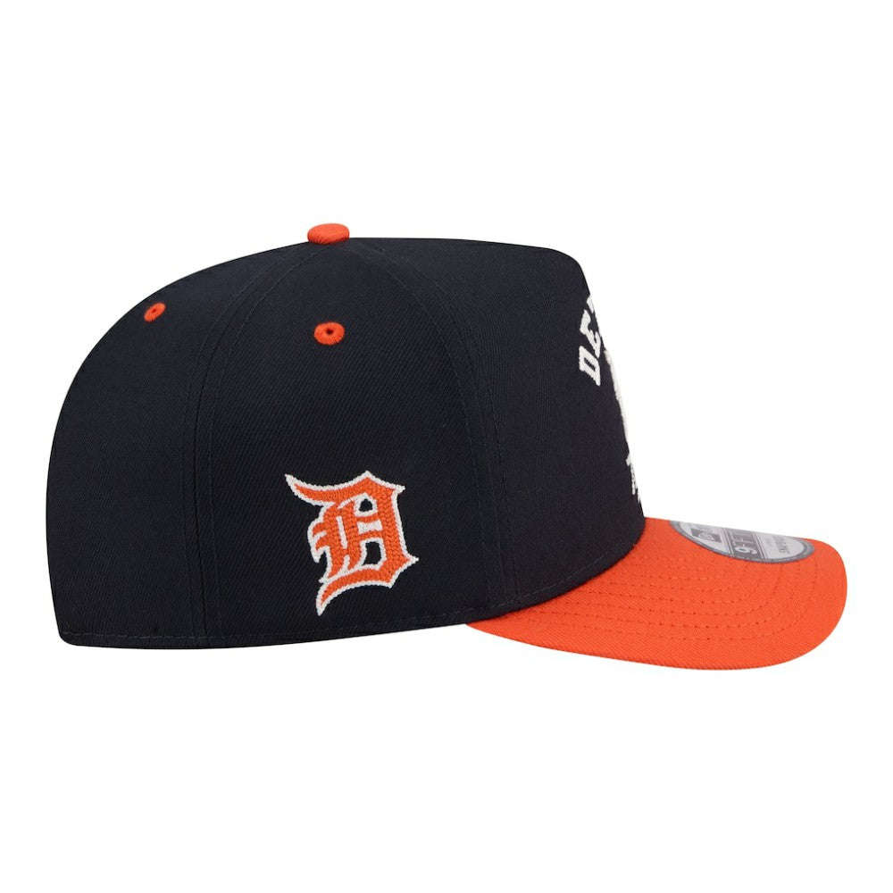 Detroit Tigers New Era Arched A-Frame 9FIFTY Adjustable Hat - Navy/Orange Hats