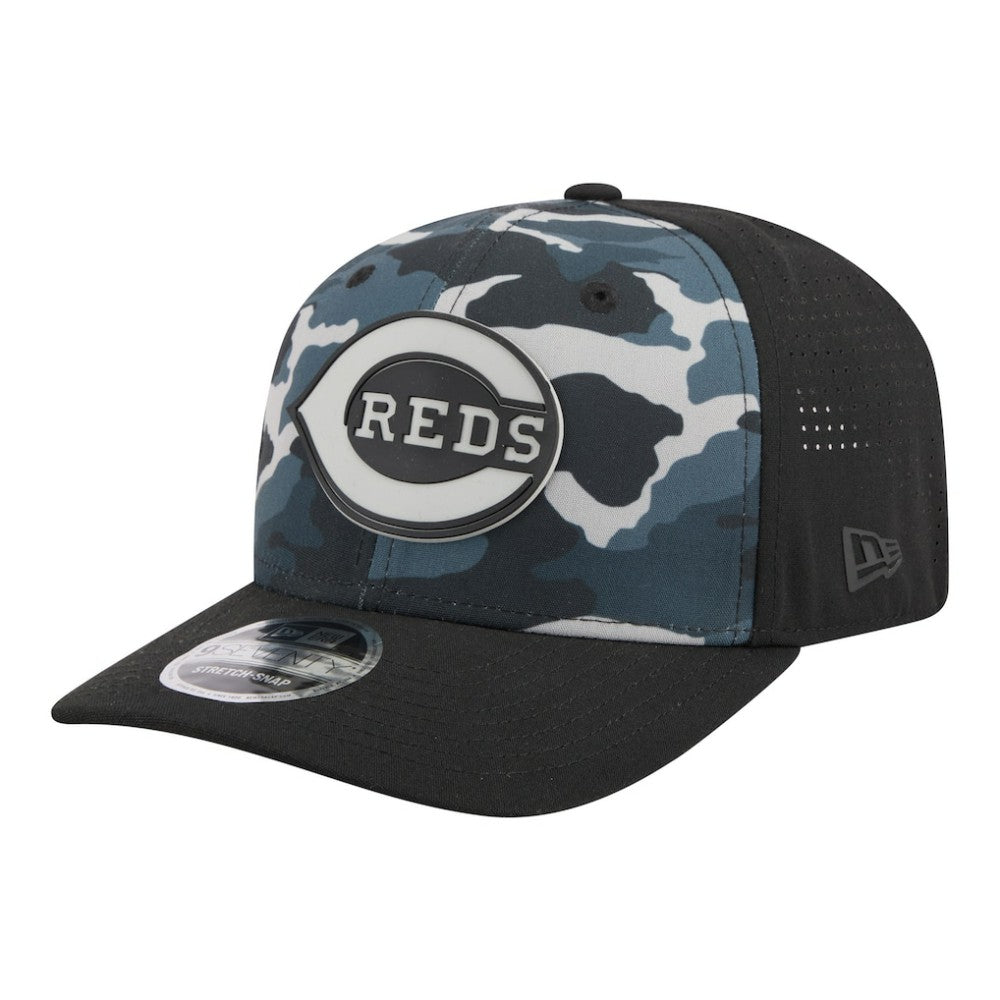 Cincinnati Reds New Era Tonal Camo 9SEVENTY Stretch-Snap Hat - Black Hats