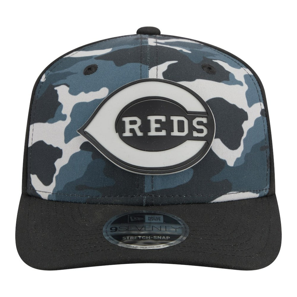 Cincinnati Reds New Era Tonal Camo 9SEVENTY Stretch-Snap Hat - Black Hats