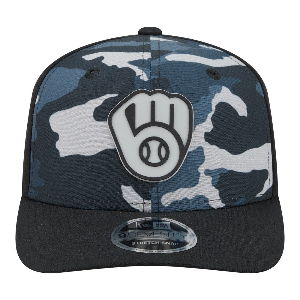 Milwaukee Brewers New Era Tonal Camo 9SEVENTY Stretch-Snap Hat - Black Hats