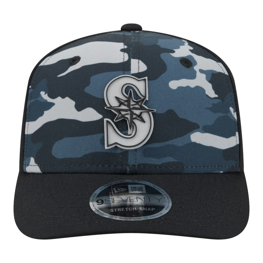 Seattle Mariners New Era Tonal Camo 9SEVENTY Stretch-Snap Hat - Black Hats