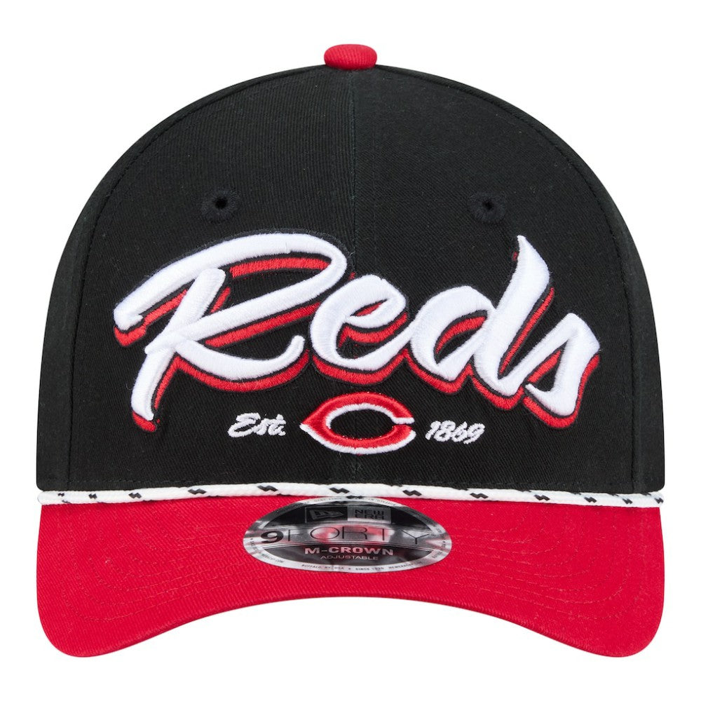 Cincinnati Reds New Era Team Loyal 9FORTY M-Crown Adjustable Hat - Black/Red Hats