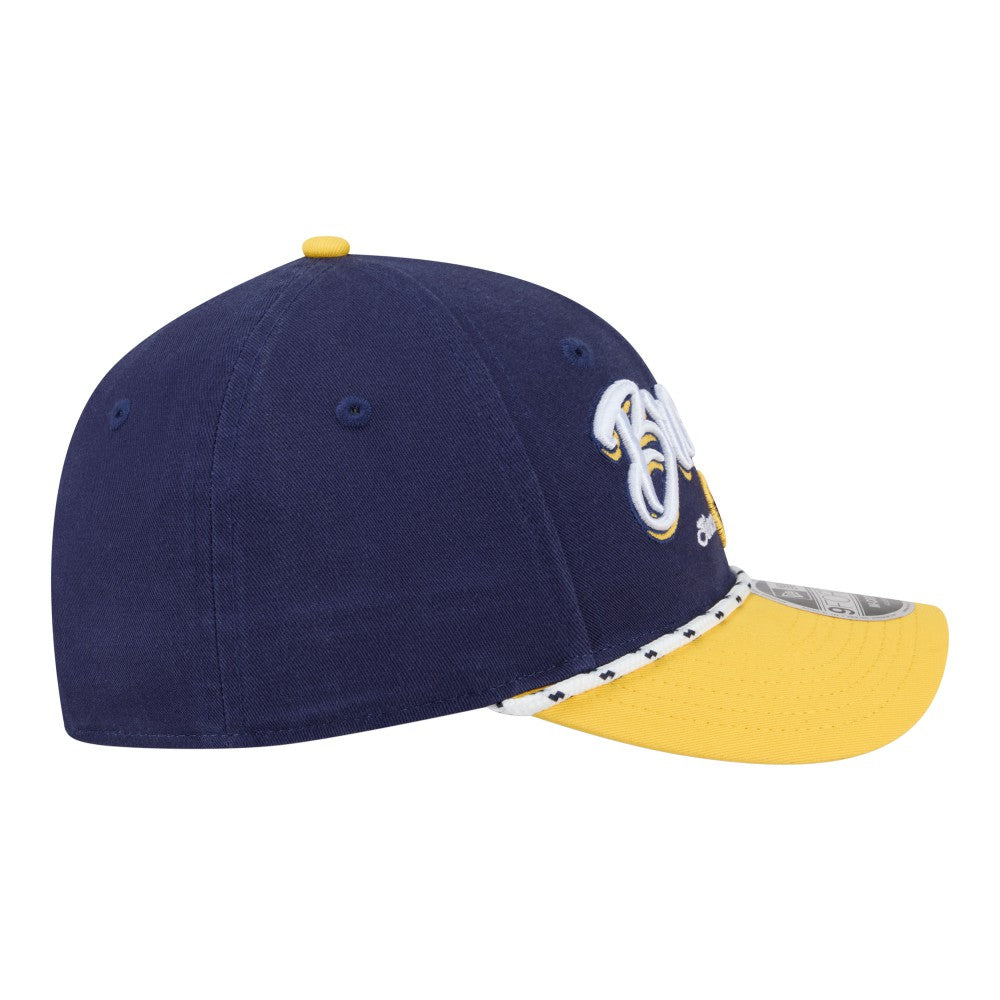 Milwaukee Brewers New Era Team Loyal 9FORTY M-Crown Adjustable Hat - Navy/Gold Hats