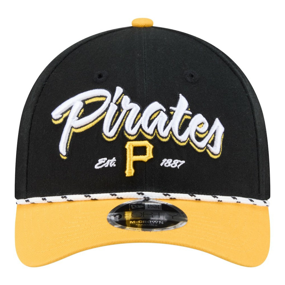 Pittsburgh Pirates New Era Team Loyal 9FORTY M-Crown Adjustable Hat - Black/Gold Hats