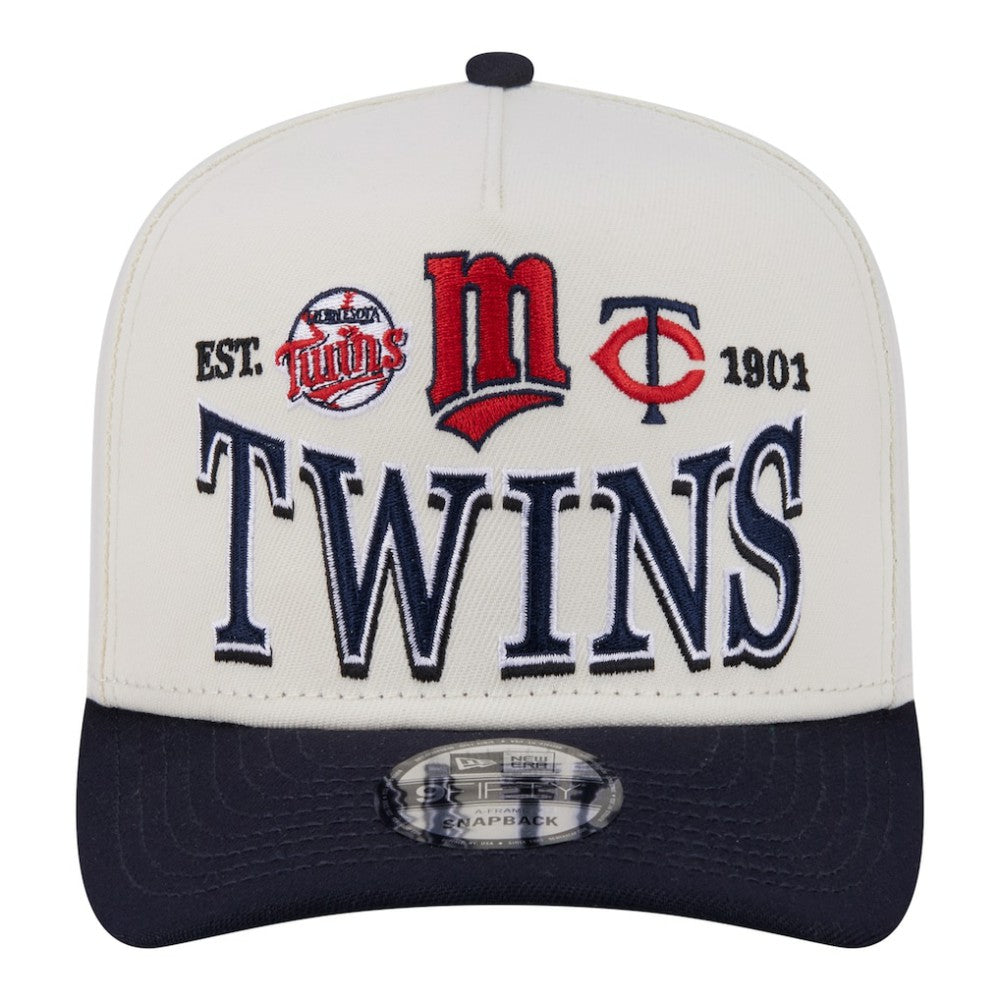 Minnesota Twins New Era Throwback Tri-Hit A-Frame 9FIFTY Adjustable Hat - Cream Hats