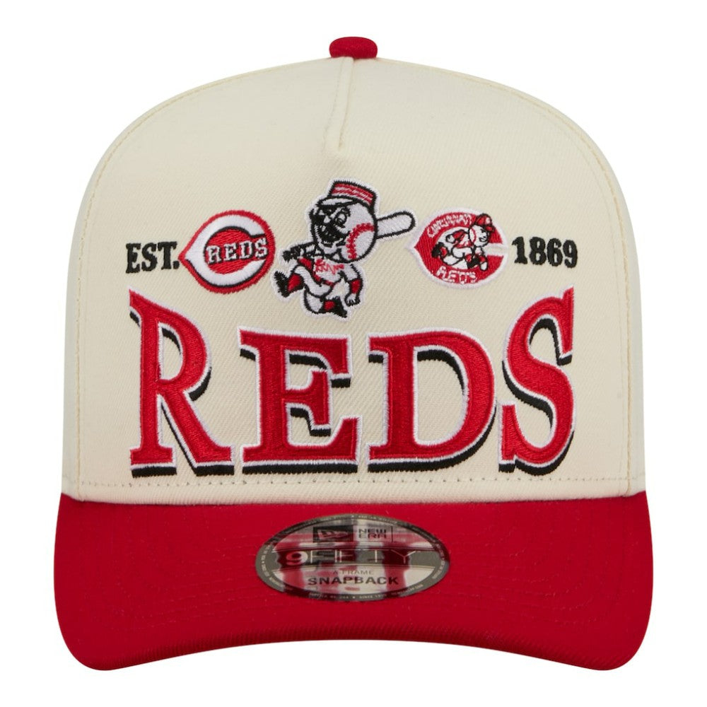 Cincinnati Reds New Era Throwback Tri-Hit A-Frame 9FIFTY Adjustable Hat - Cream Hats