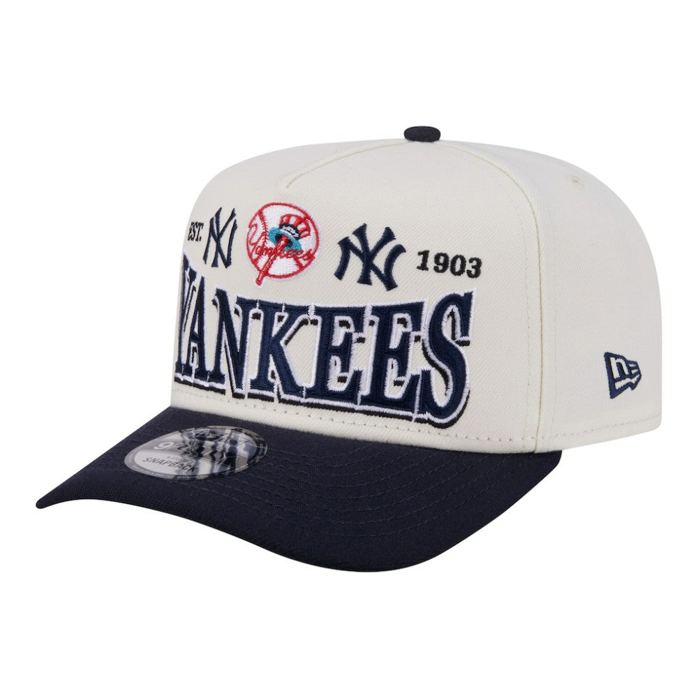 New York Yankees New Era Throwback Tri-Hit A-Frame 9FIFTY Adjustable Hat - Cream Hats