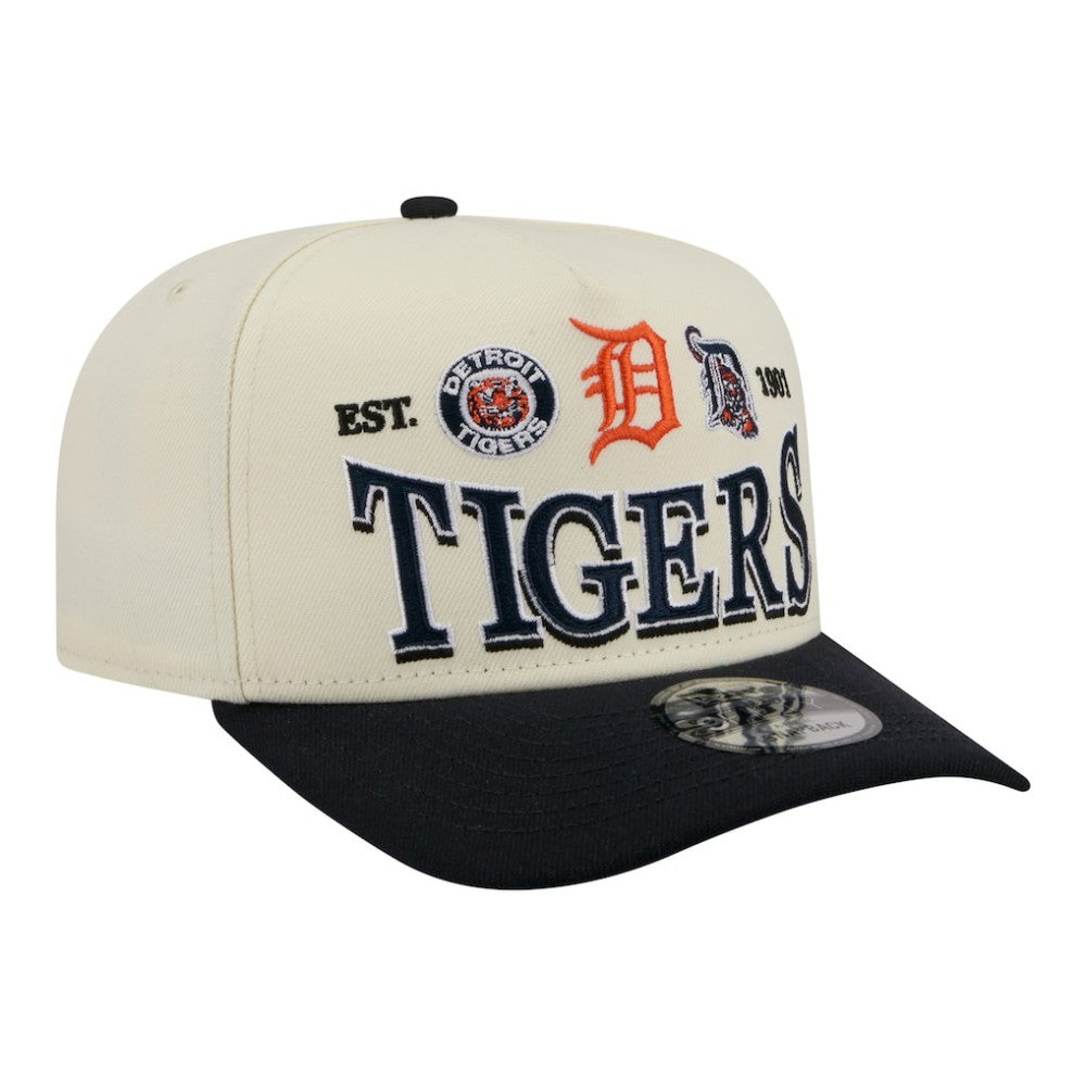 Detroit Tigers New Era Throwback Tri-Hit A-Frame 9FIFTY Adjustable Hat - Cream Hats