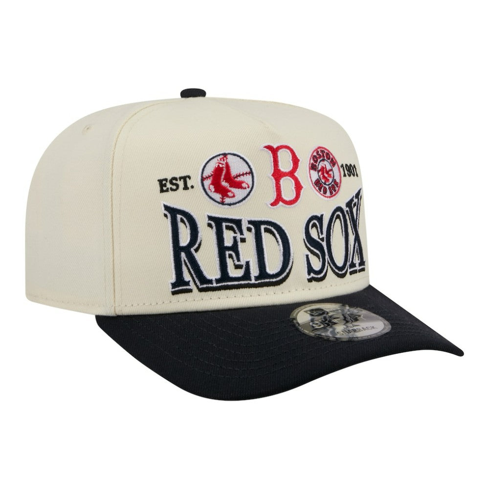 Boston Red Sox New Era Throwback Tri-Hit A-Frame 9FIFTY Adjustable Hat - Cream Hats
