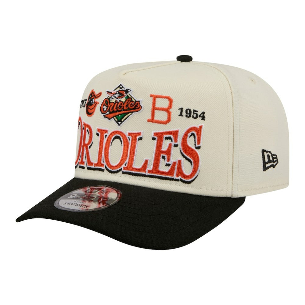 Baltimore Orioles New Era Throwback Tri-Hit A-Frame 9FIFTY Adjustable Hat - Cream Hats