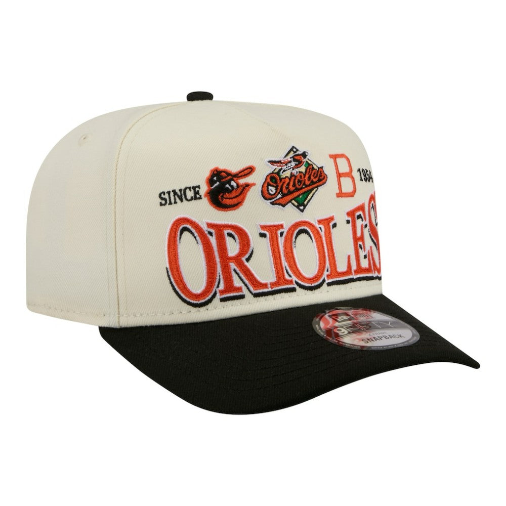 Baltimore Orioles New Era Throwback Tri-Hit A-Frame 9FIFTY Adjustable Hat - Cream Hats