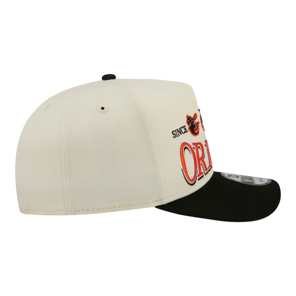Baltimore Orioles New Era Throwback Tri-Hit A-Frame 9FIFTY Adjustable Hat - Cream Hats
