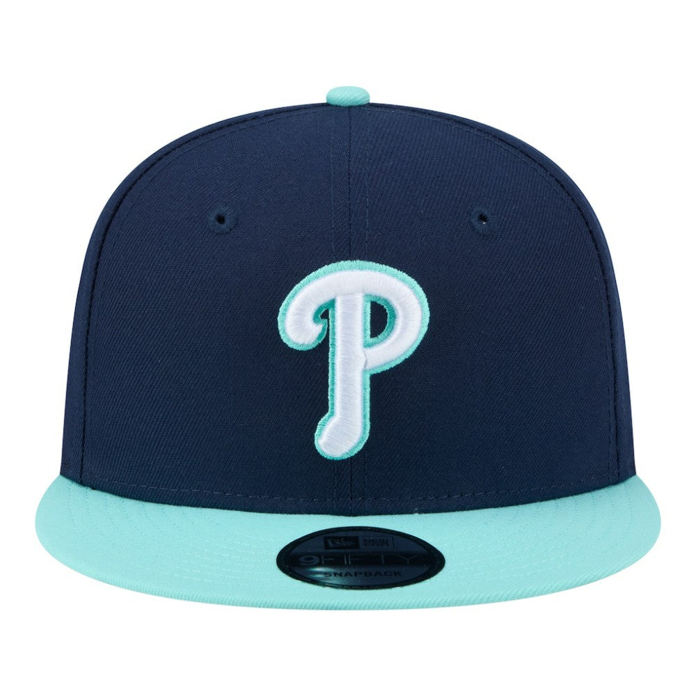 Philadelphia Phillies New Era Two-Tone Color Pack 9FIFTY Snapback Hat - Navy/Turquoise Hats