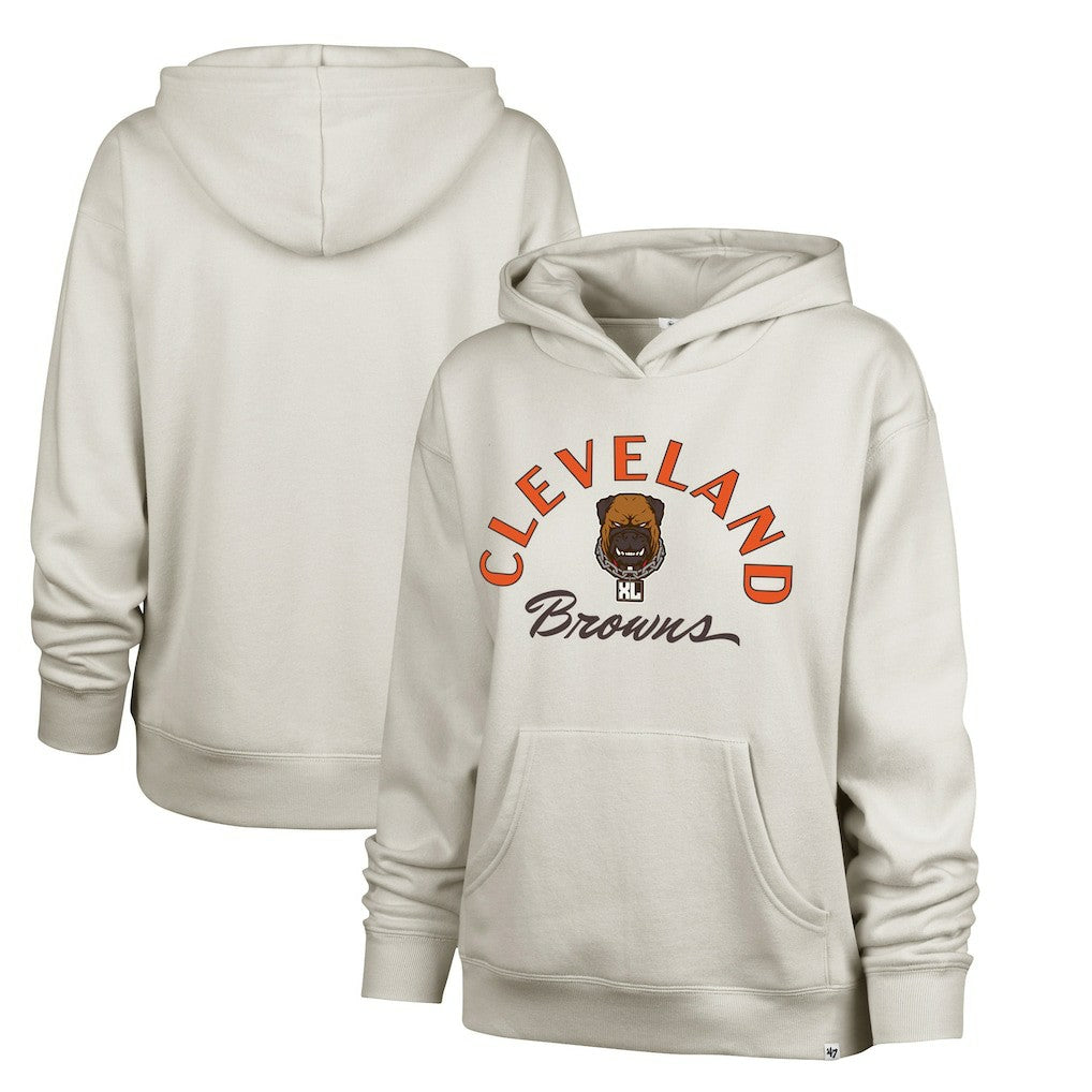 Cleveland Browns '47 Women's Dawg Pound XL Whirlwind Naomi Pullover Hoodie Cream