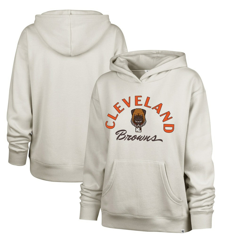 Cleveland Browns '47 Women's Dawg Pound XL Whirlwind Naomi Pullover Hoodie Cream