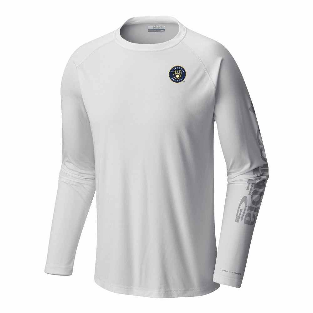 Milwaukee Brewers Columbia Terminal Tackle Long Sleeve Shirt - White