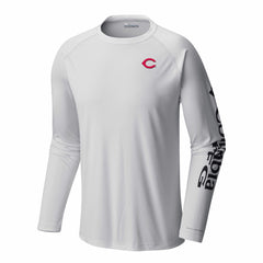 Cincinnati Reds Columbia Terminal Tackle Long Sleeve Shirt - White