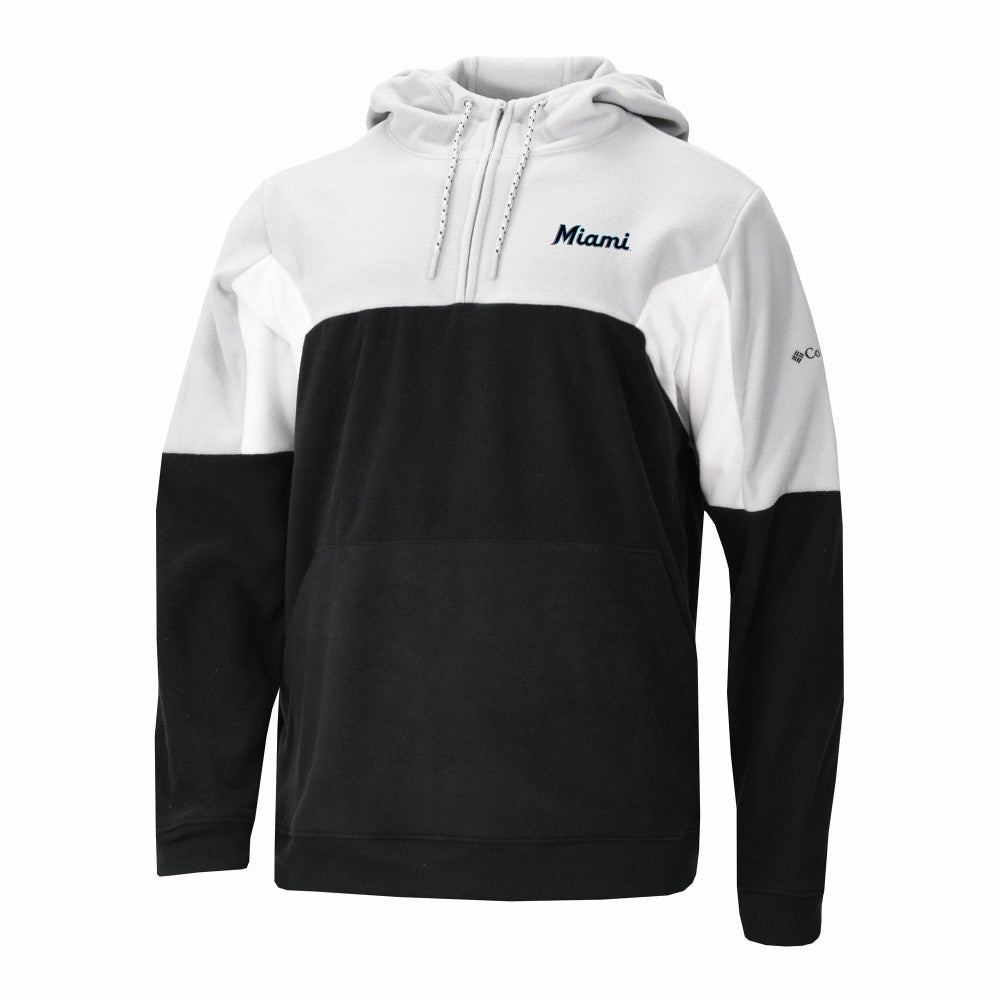 Miami Marlins Columbia Lodge Fleece Quarter-Zip Hoodie - Black Hoodies