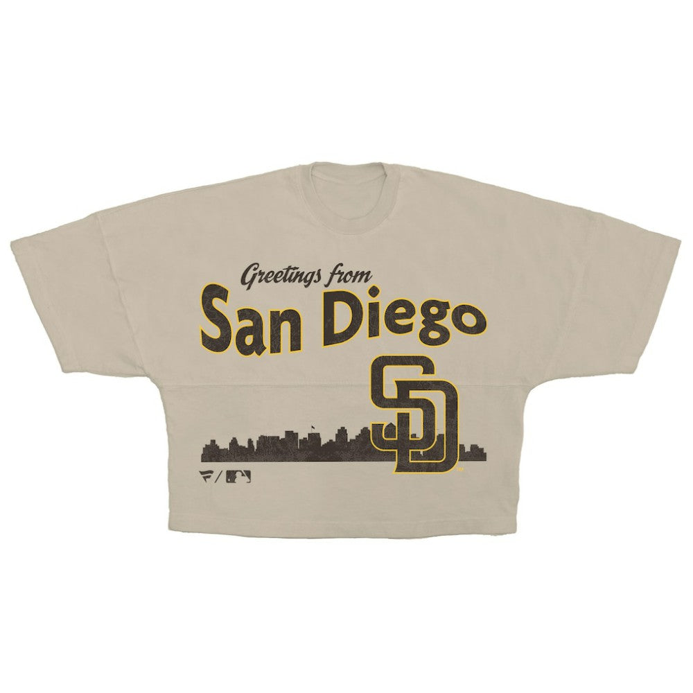 San Diego Padres Fanatics Women's Skyline Crop T-Shirt - Cream T-shirts