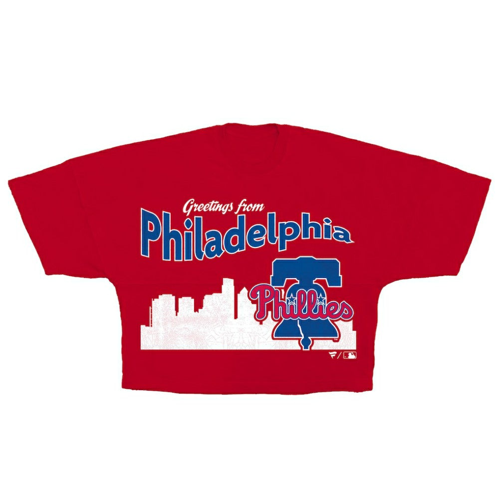 Philadelphia Phillies Fanatics Women's Skyline Crop T-Shirt - Red T-shirts