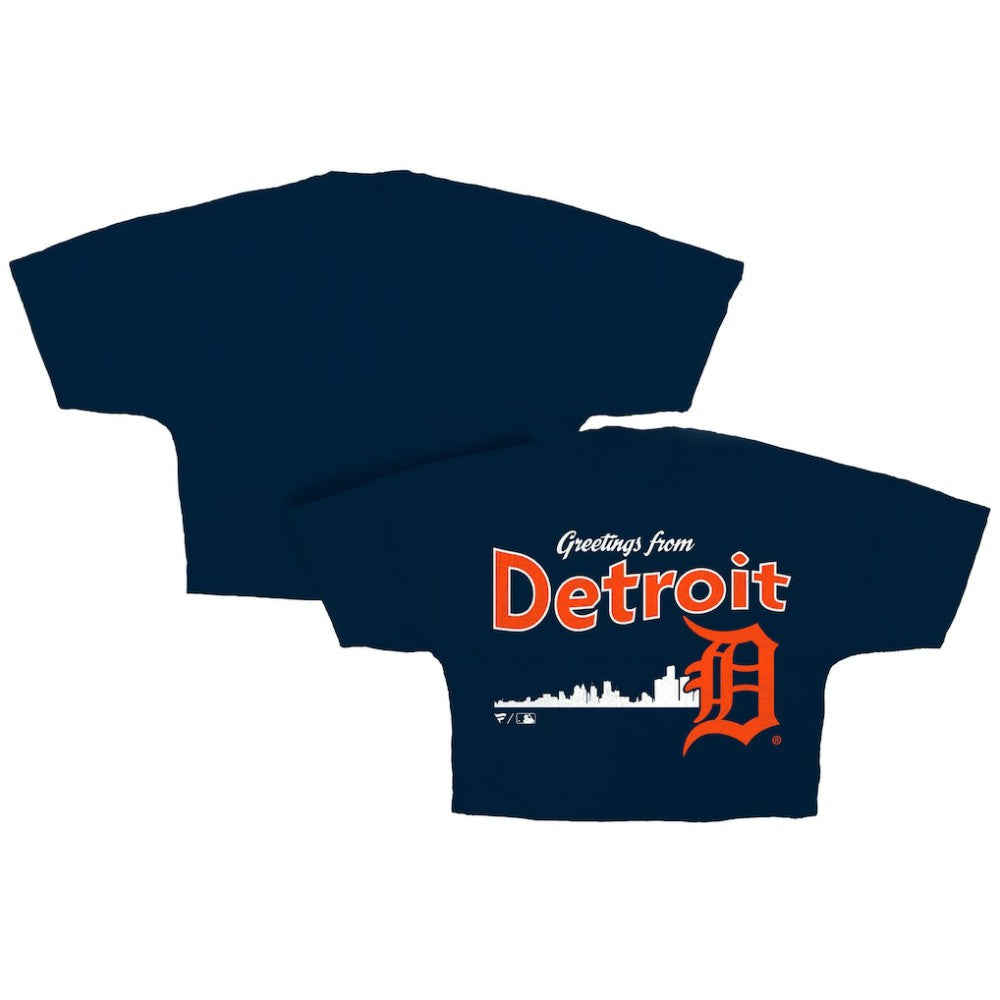 Detroit Tigers Fanatics Women's Skyline Crop T-Shirt - Navy T-shirts