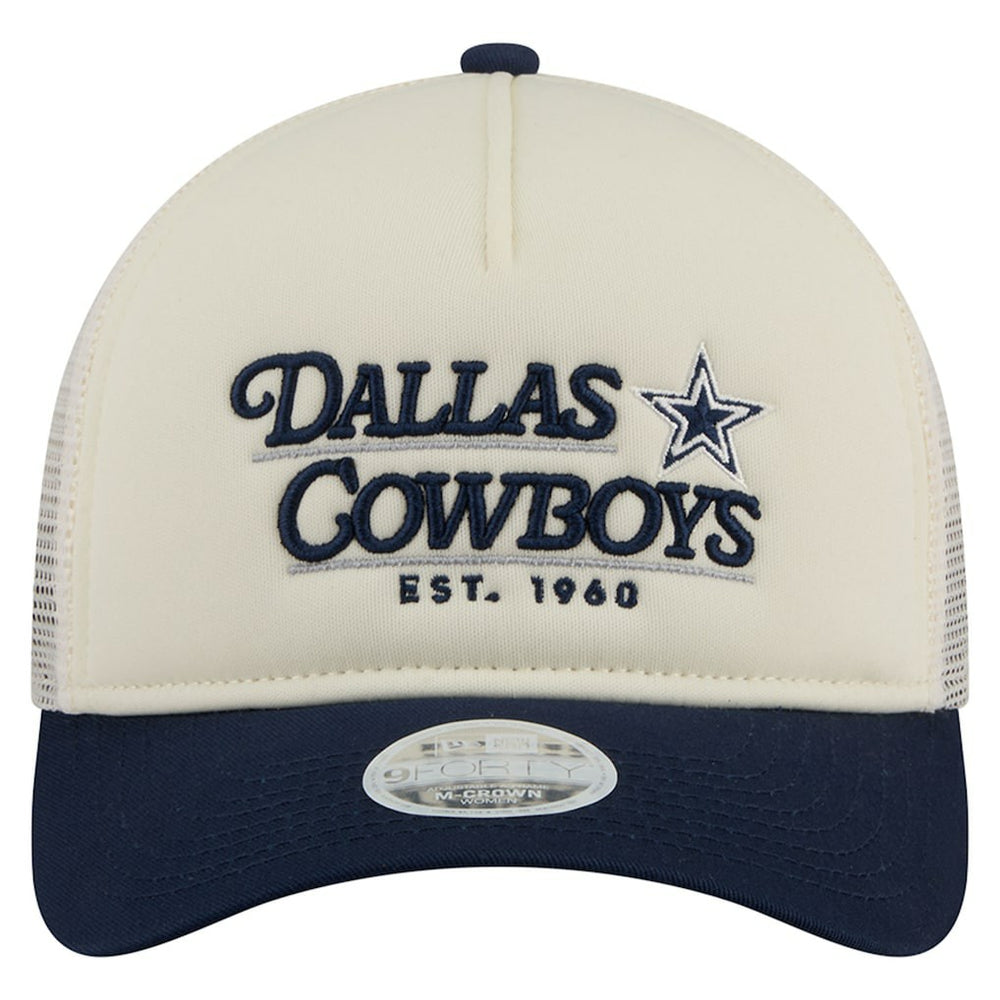 Dallas Cowboys New Era Women's Retro A-Frame 9FORTY Adjustable Hat Cream/Navy