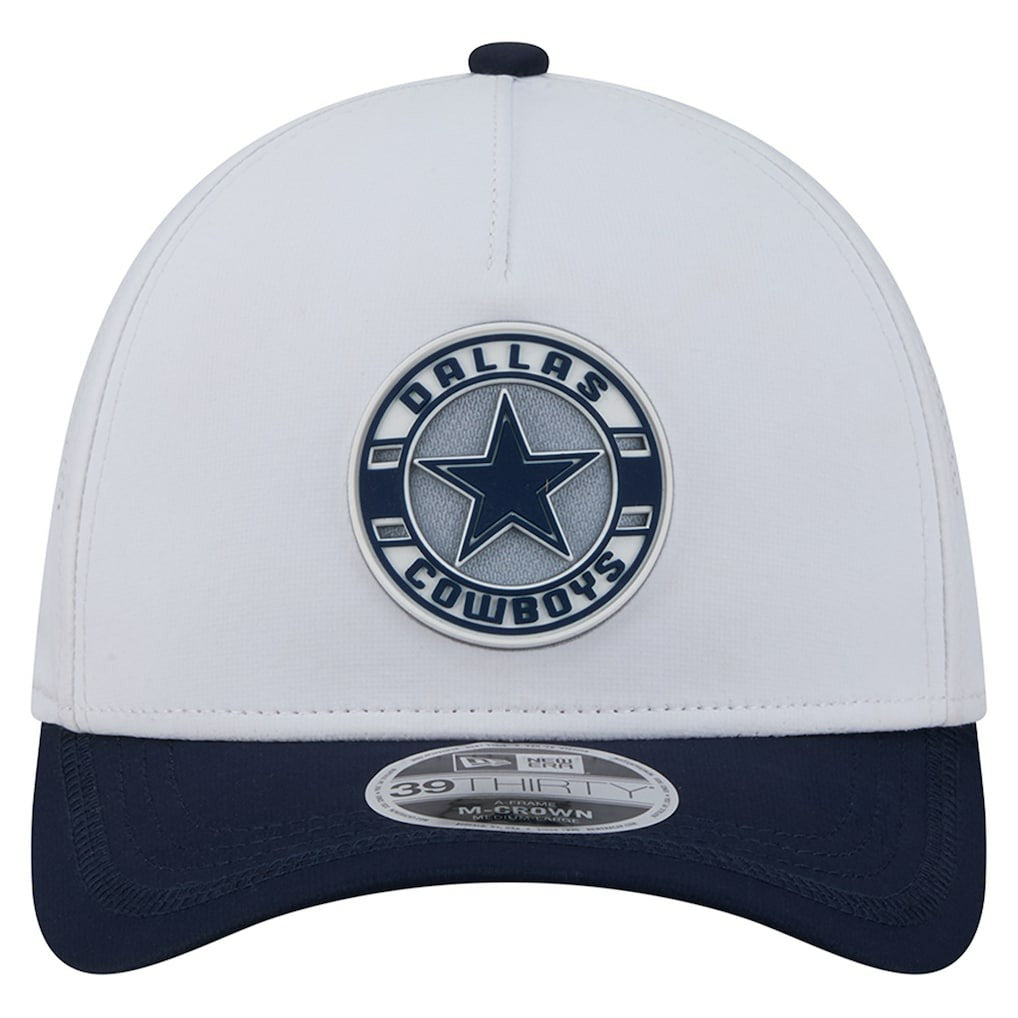Dallas Cowboys New Era Patch 39THIRTY A-Frame M-Crown Perforated Flex Hat White/Navy