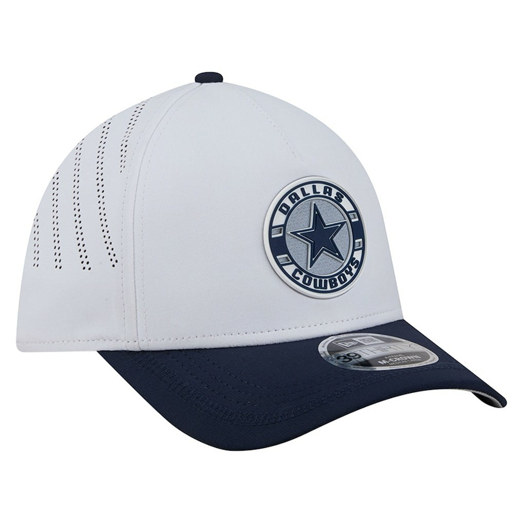 Dallas Cowboys New Era Patch 39THIRTY A-Frame M-Crown Perforated Flex Hat White/Navy