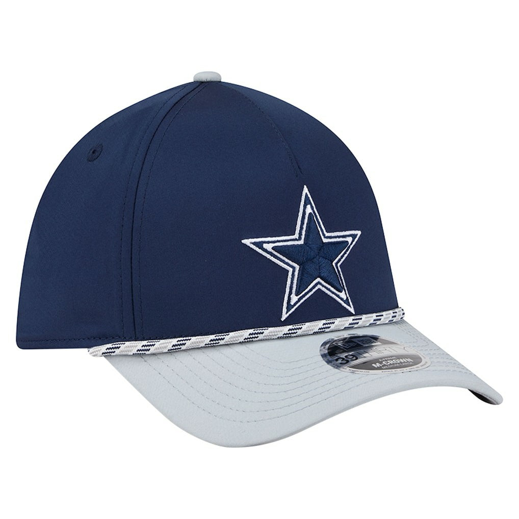 Dallas Cowboys Rope M-Crown A-Frame 39THIRTY Flex Hat Navy/Silver