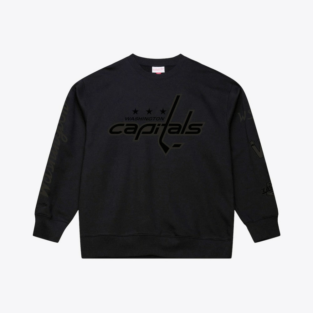 NHL Washington Capitals Mitchell & Ness Phantom Fleece Crew Neck Sweatshirt - Black