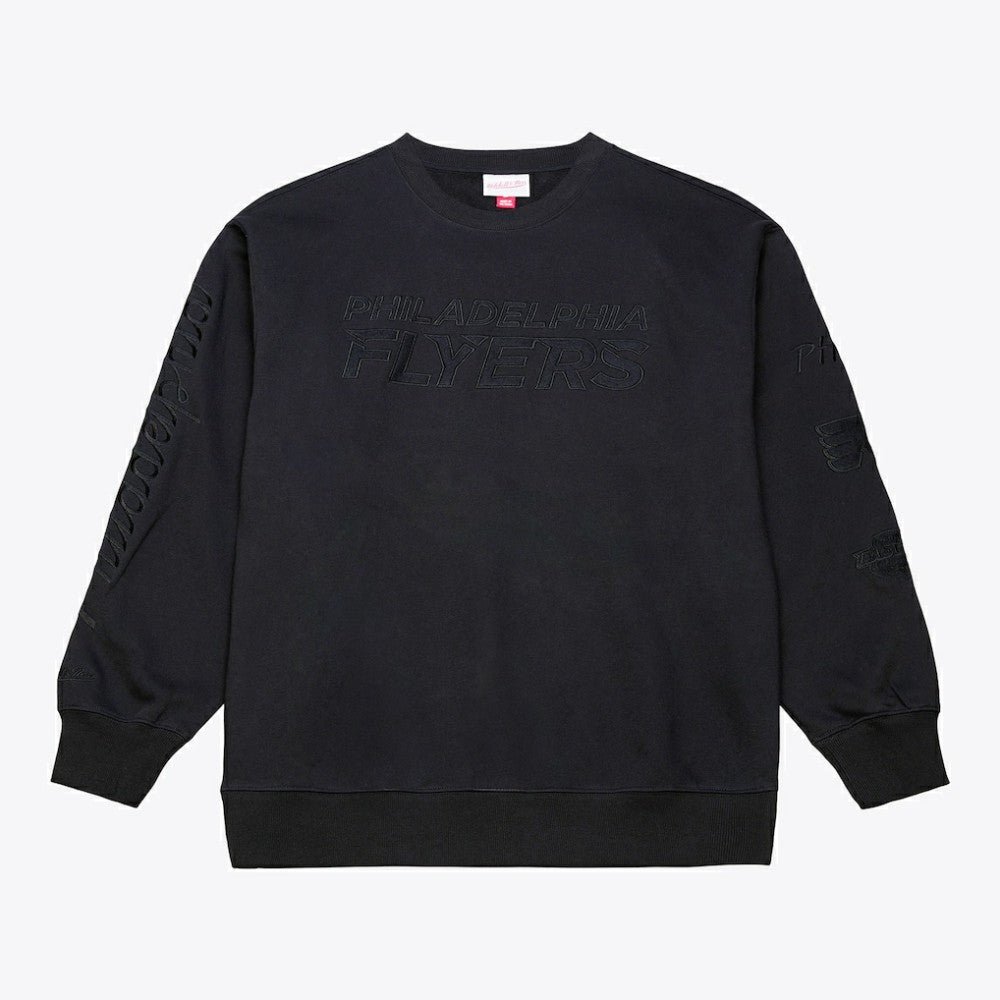 NHL Philadelphia Flyers Mitchell & Ness Phantom Fleece Crew Neck Sweatshirt - Black