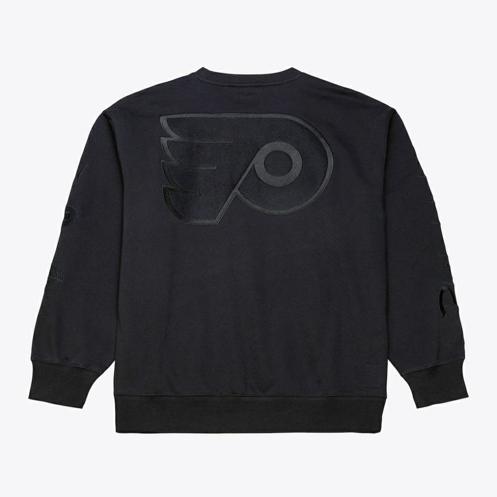 NHL Philadelphia Flyers Mitchell & Ness Phantom Fleece Crew Neck Sweatshirt - Black