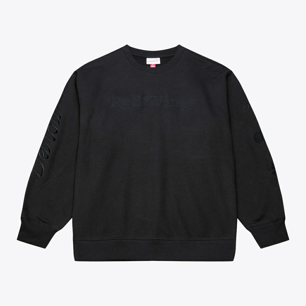 NHL Detroit Red Wings Mitchell & Ness Phantom Fleece Crew Neck Sweatshirt - Black