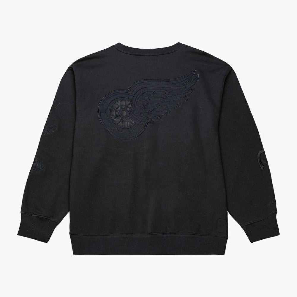 NHL Detroit Red Wings Mitchell & Ness Phantom Fleece Crew Neck Sweatshirt - Black