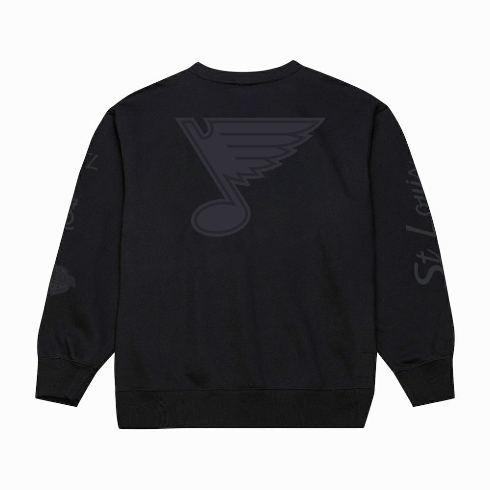 NHL St. Louis Blues Mitchell & Ness Phantom Fleece Crew Neck Sweatshirt - Black