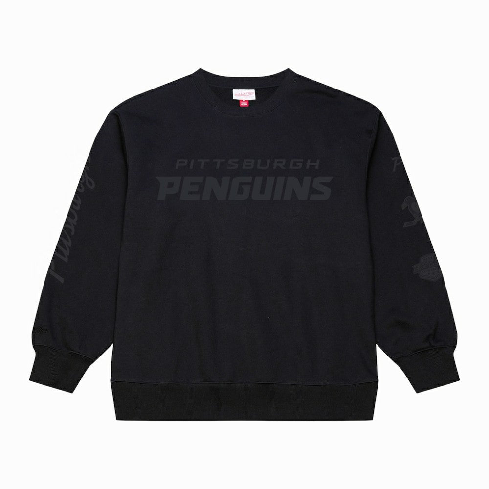 NHL Pittsburgh Penguins Mitchell & Ness Phantom Fleece Crew Neck Sweatshirt - Black