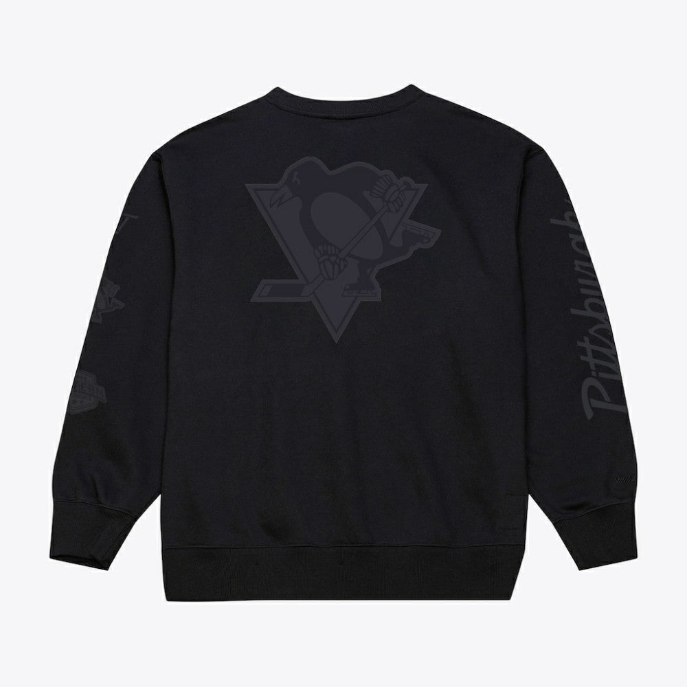 NHL Pittsburgh Penguins Mitchell & Ness Phantom Fleece Crew Neck Sweatshirt - Black