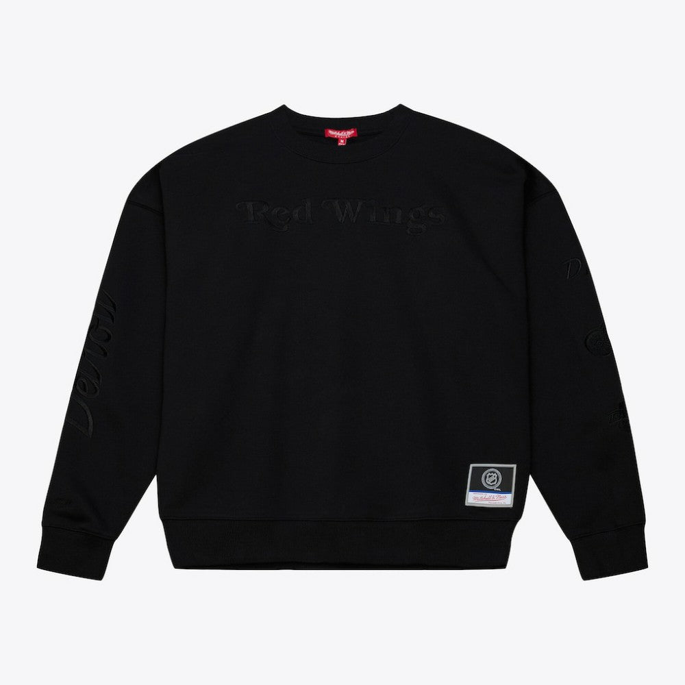 NHL Detroit Red Wings Mitchell & Ness Unisex Phantom Fleece Crew Neck Sweatshirt - Black