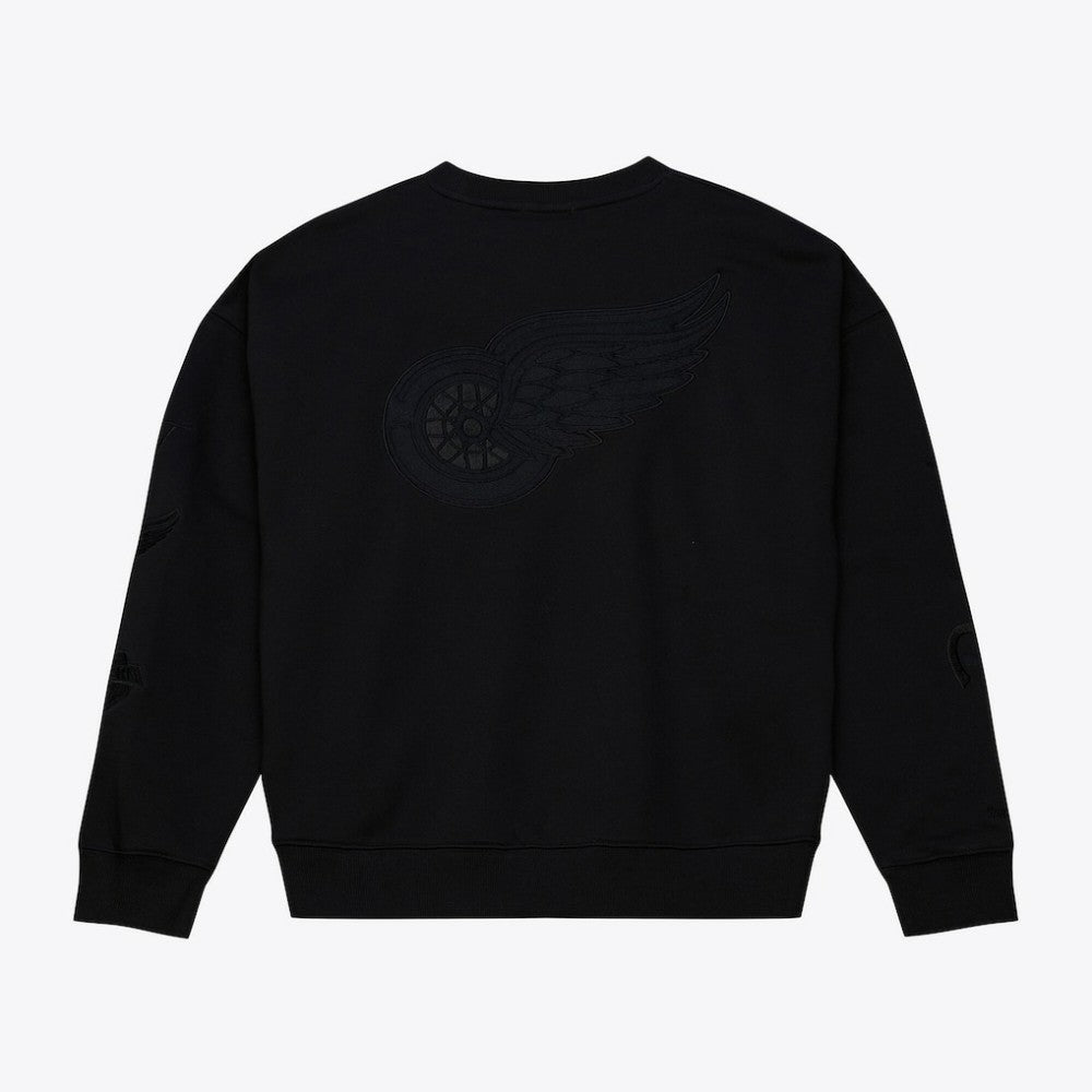 NHL Detroit Red Wings Mitchell & Ness Unisex Phantom Fleece Crew Neck Sweatshirt - Black