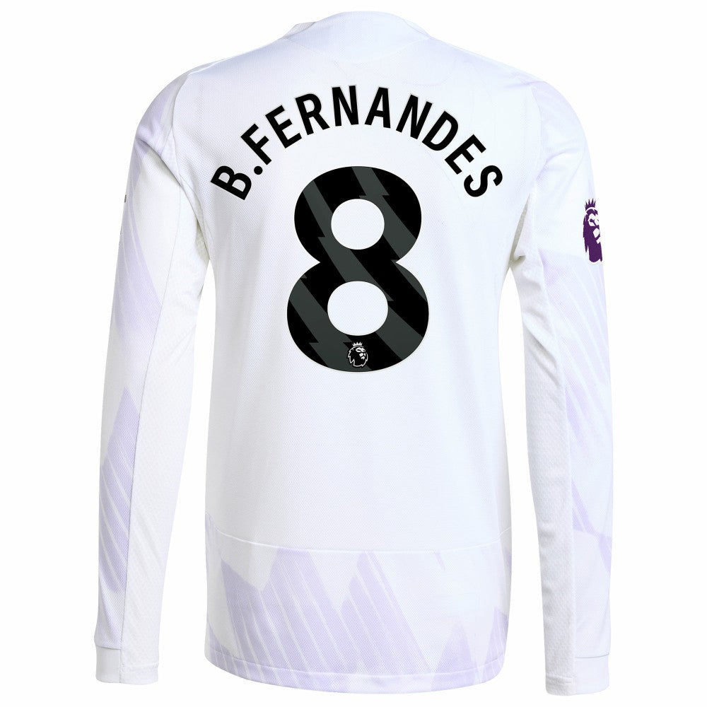 Bruno Fernandes Manchester United 2025/26 Away Long Sleeve Player Jersey White